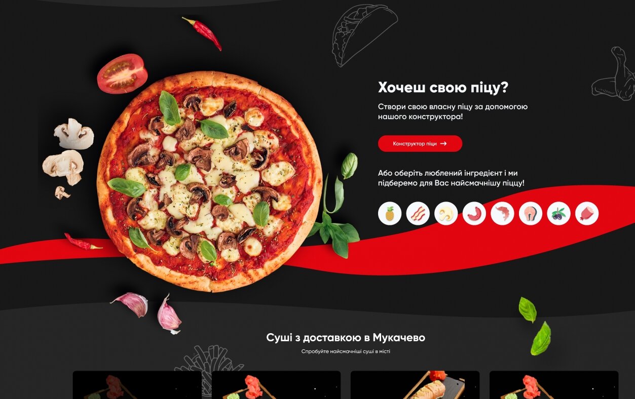 ™ Глянець, студія веб-дизайну — Сайт доставки їжі для Paradiso resto pizza_2