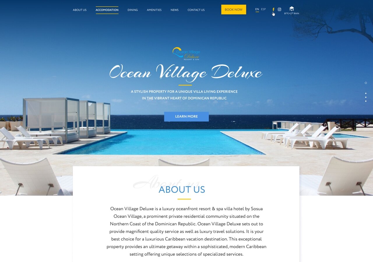 The site of the luxury resort Ocean Village Deluxe On tablet