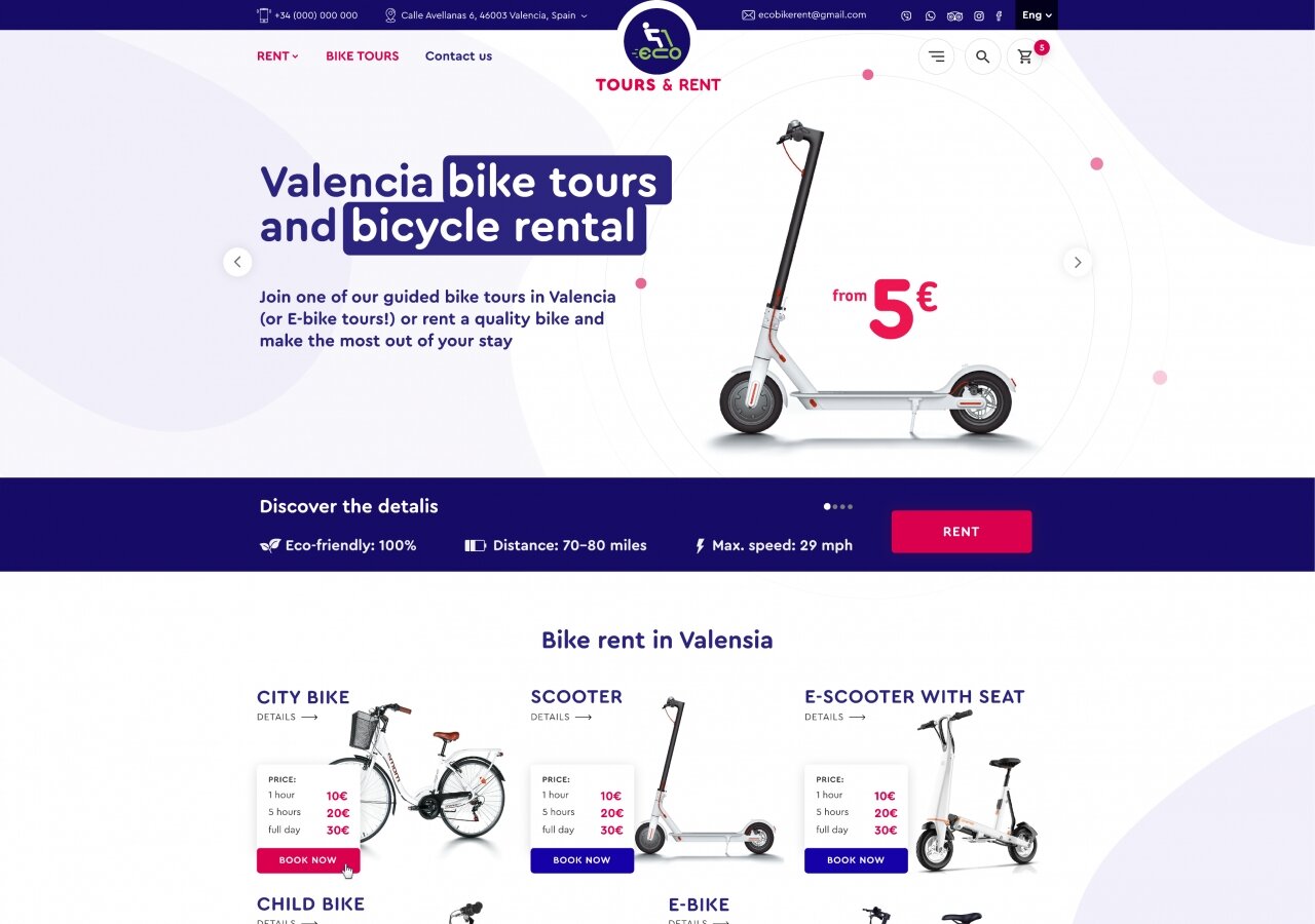 site development Ecobikerent online store