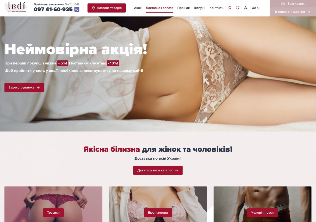 site development Sklep internetowy Ledi