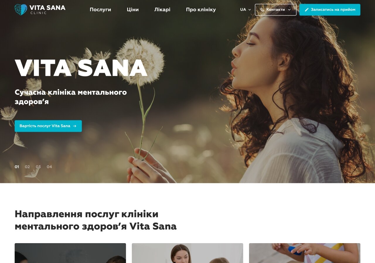 Promotional website of Vita Sana Clinic On tablet