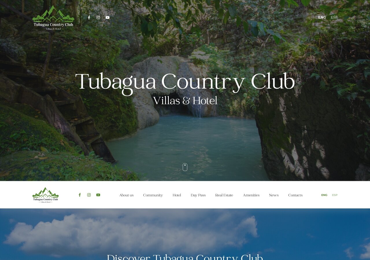 Tubagua recreation center corporate site On tablet