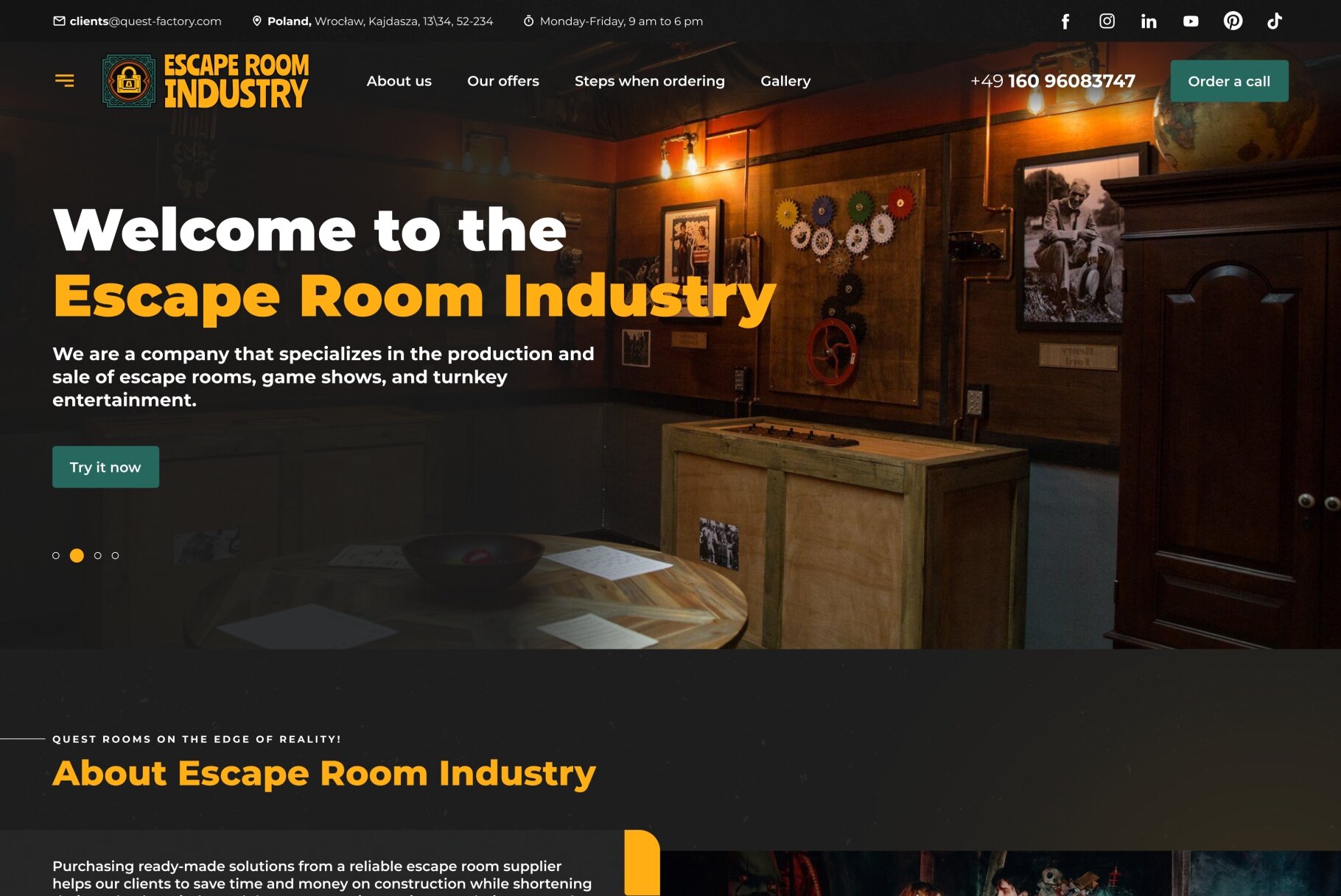 ™ Глянець, студія веб-дизайну — Корпоративний сайт для компанії Escape Room Industry_2