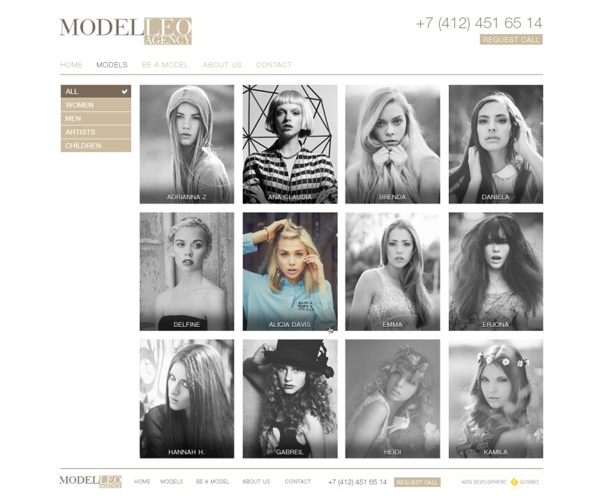 interior page design on the topic Women's themes — Model agency «ModelLeo» 3