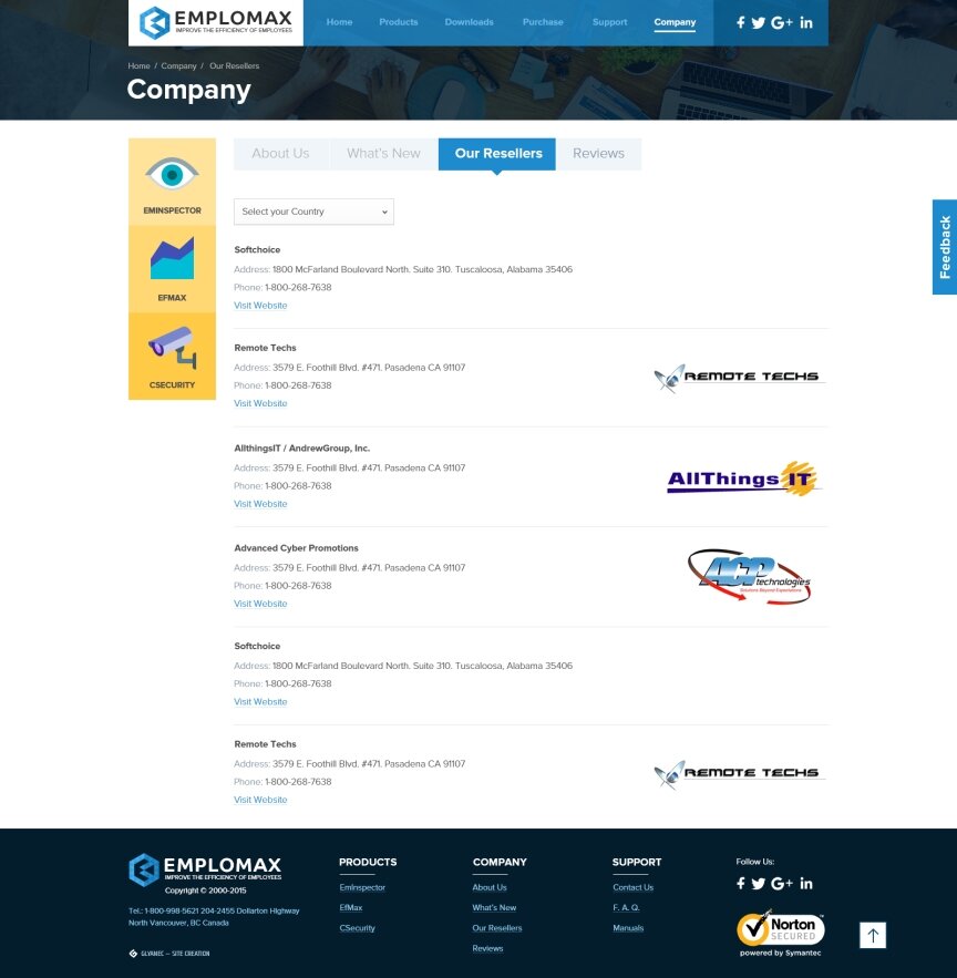 interior page design on the topic Advertising agencies, web studios, hosting companies, IT — Корпоративне програмне забезпечення "Emplomax" 7