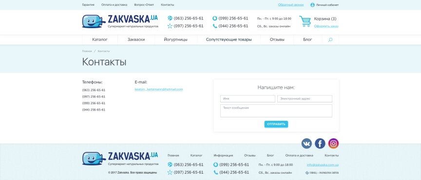 interior page design on the topic Żywność — Sklep internetowy Zakvaska 8