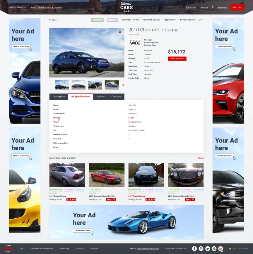 interior page design on the topic Automotive topics — SR-prime — a site for placing ads for the sale of cars 5