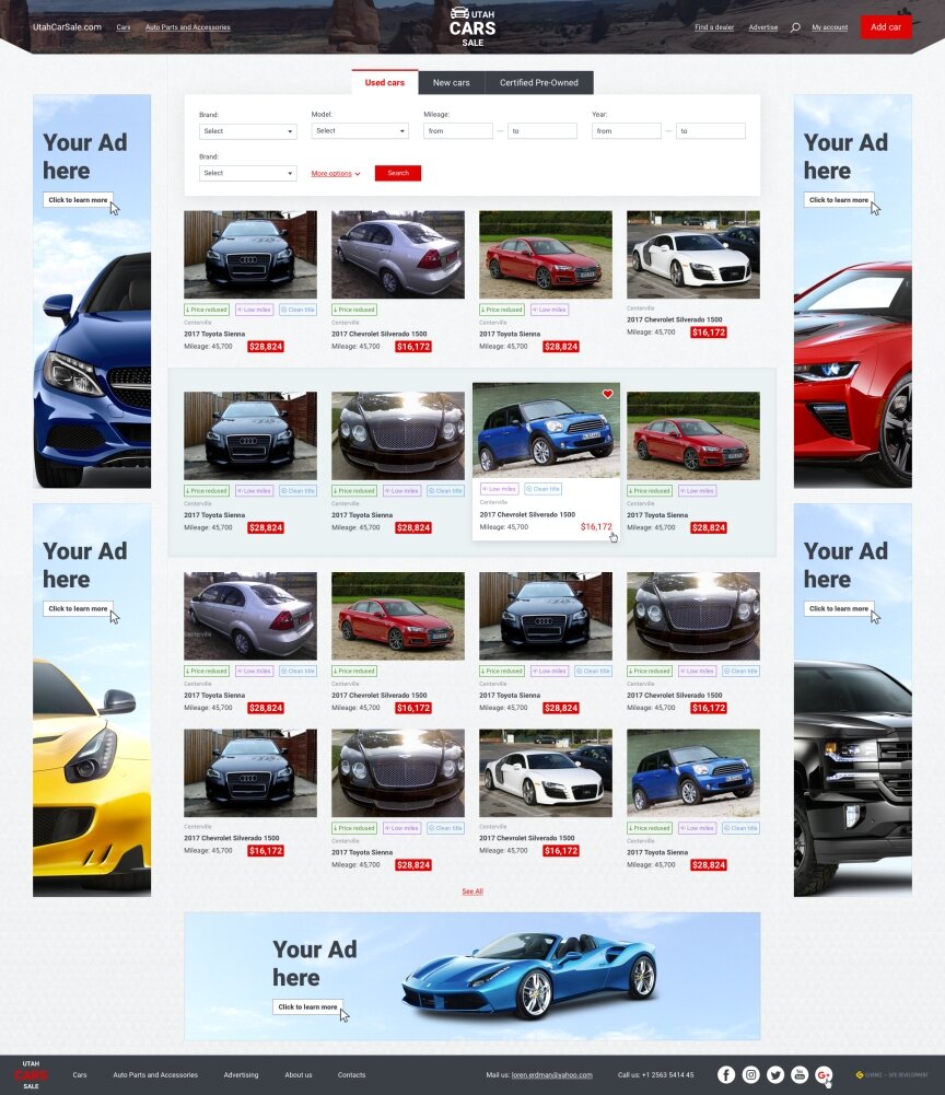 interior page design on the topic Automotive topics — SR-prime — a site for placing ads for the sale of cars 1