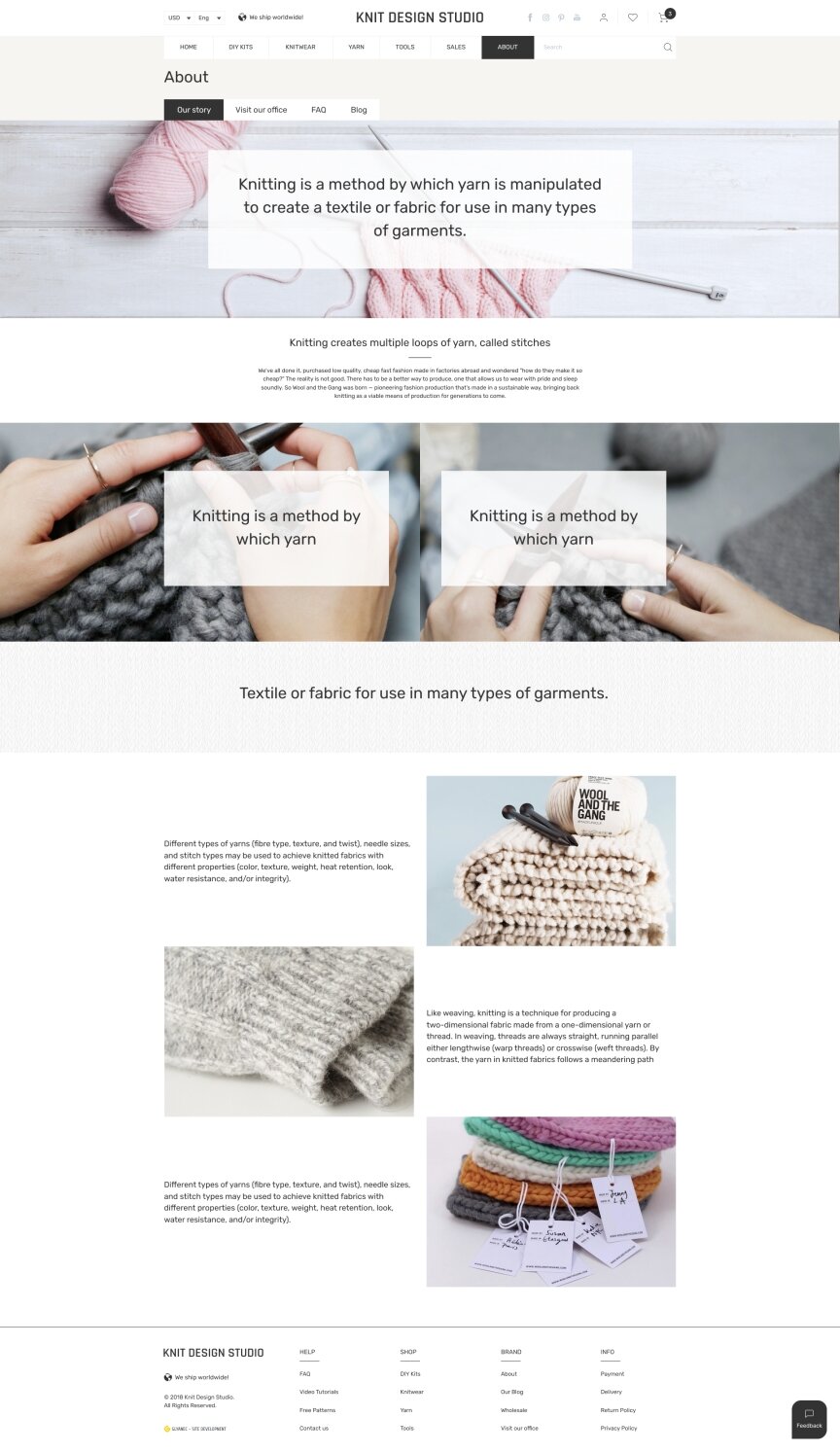 interior page design on the topic Women's themes — Online store for Knitdesign company 3