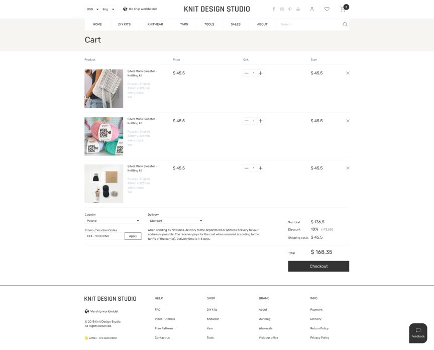 interior page design on the topic Women's themes — Online store for Knitdesign company 5