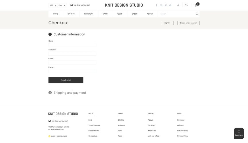 interior page design on the topic Women's themes — Online store for Knitdesign company 6