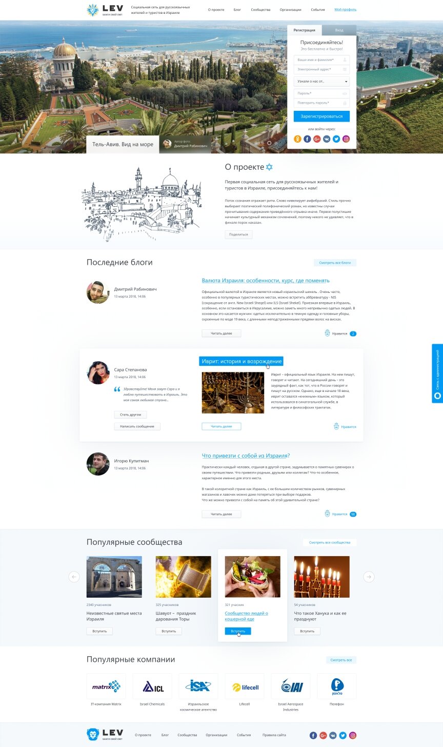 interior page design on the topic City portal — Israel social 0