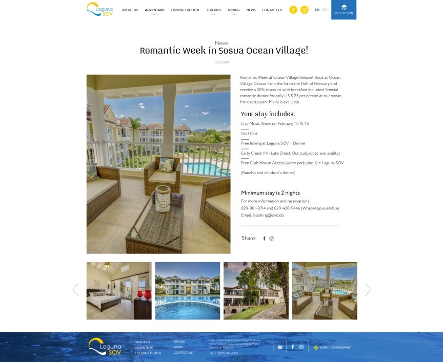 interior page design on the topic The site is in English — Corporate site Laguna SOV 21