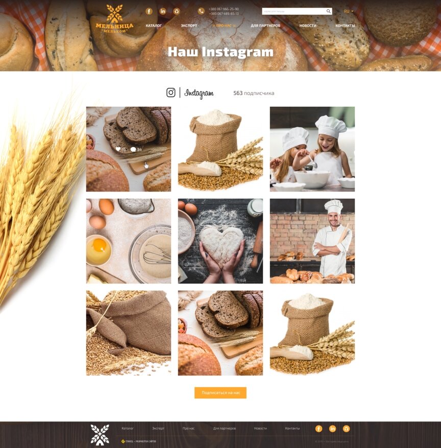 interior page design on the topic Food — Corporate website "Melkom" 10