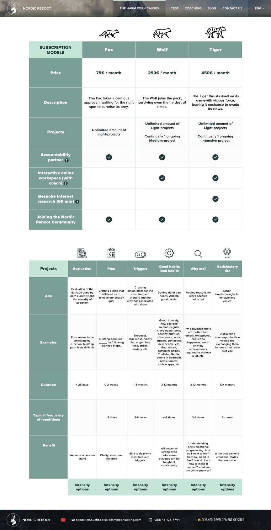 interior page design on the topic Biznes i firmy — Jednostronicowa witryna Nordic Reboot 7