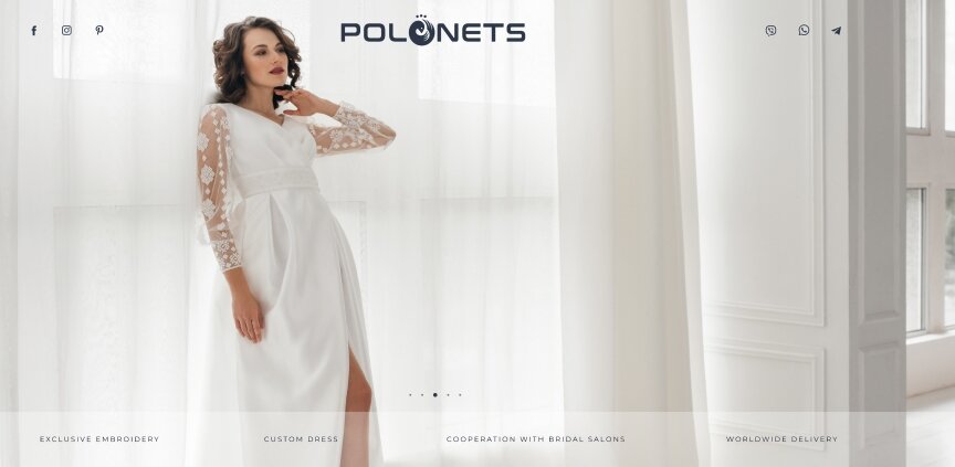 interior page design on the topic Clothing and footwear — Promotional site for Oksana Polonets design studio 0