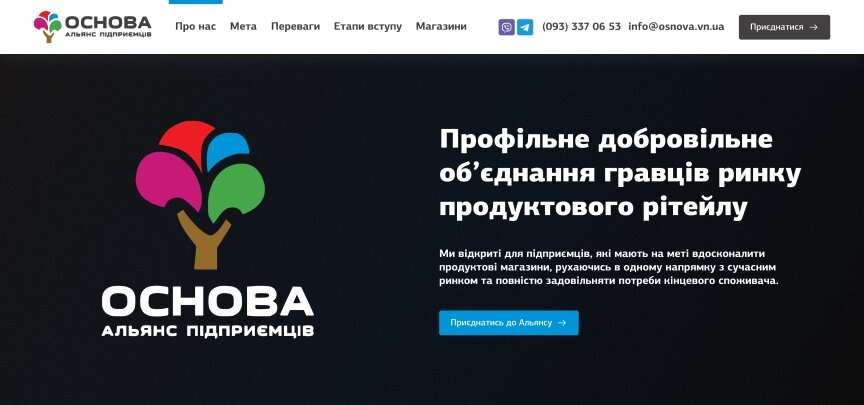 дизайн внутрішніх сторінкок на тему Бізнес і компанії — Односторінковий сайт для Альянсу підприємців Основа 3