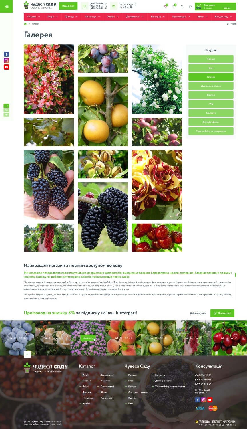 interior page design on the topic Agrarian industry — Online store for the nursery Wonders of the Garden 31