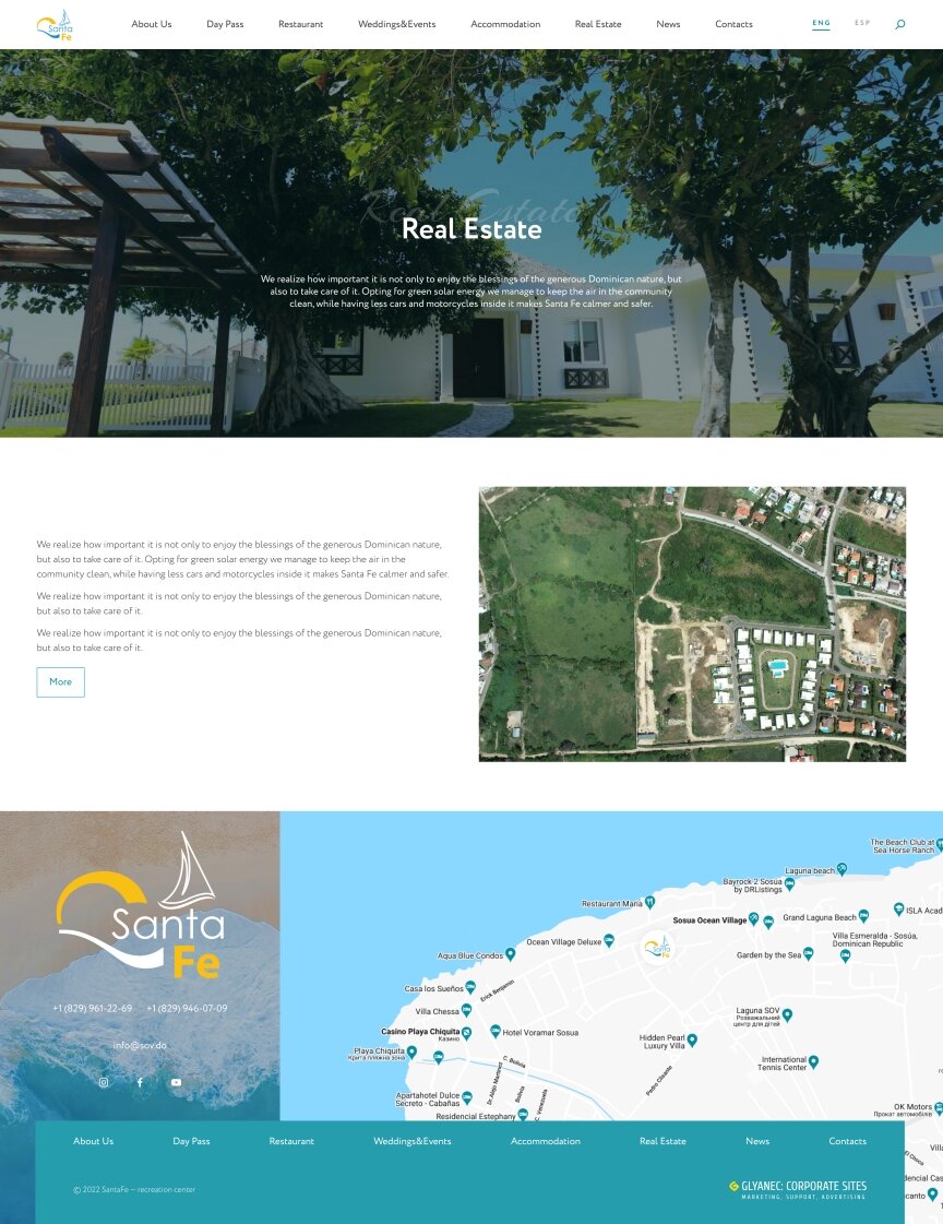 дизайн внутрених страниц на тему Туризм — Корпоративный сайт базы отдыха Santa Fe 5