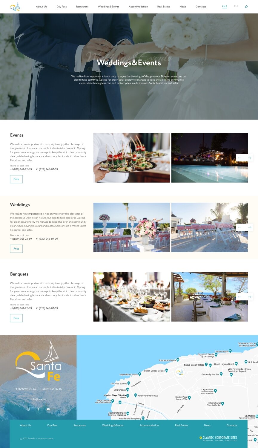 interior page design on the topic Tourism — Corporate site of the Santa Fe recreation center 7