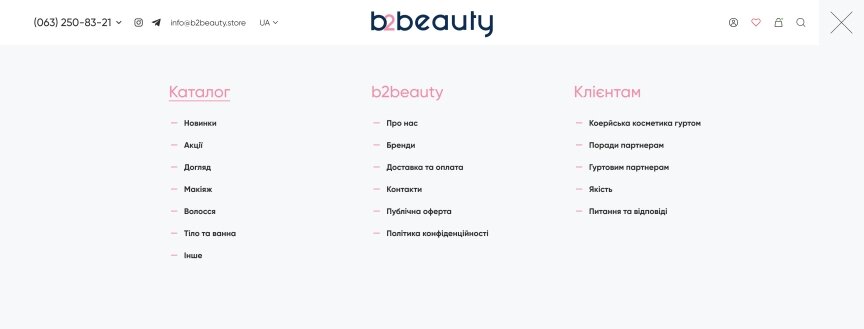 дизайн внутрених страниц на тему Женская тематика — Интернет магазин b2beauty 1