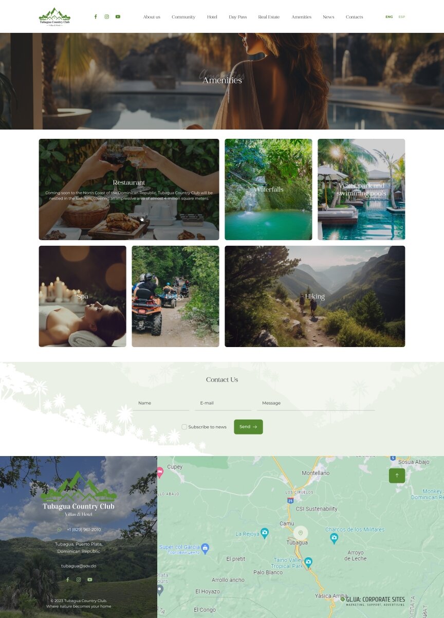 interior page design on the topic Tourism — Tubagua recreation center corporate site 2