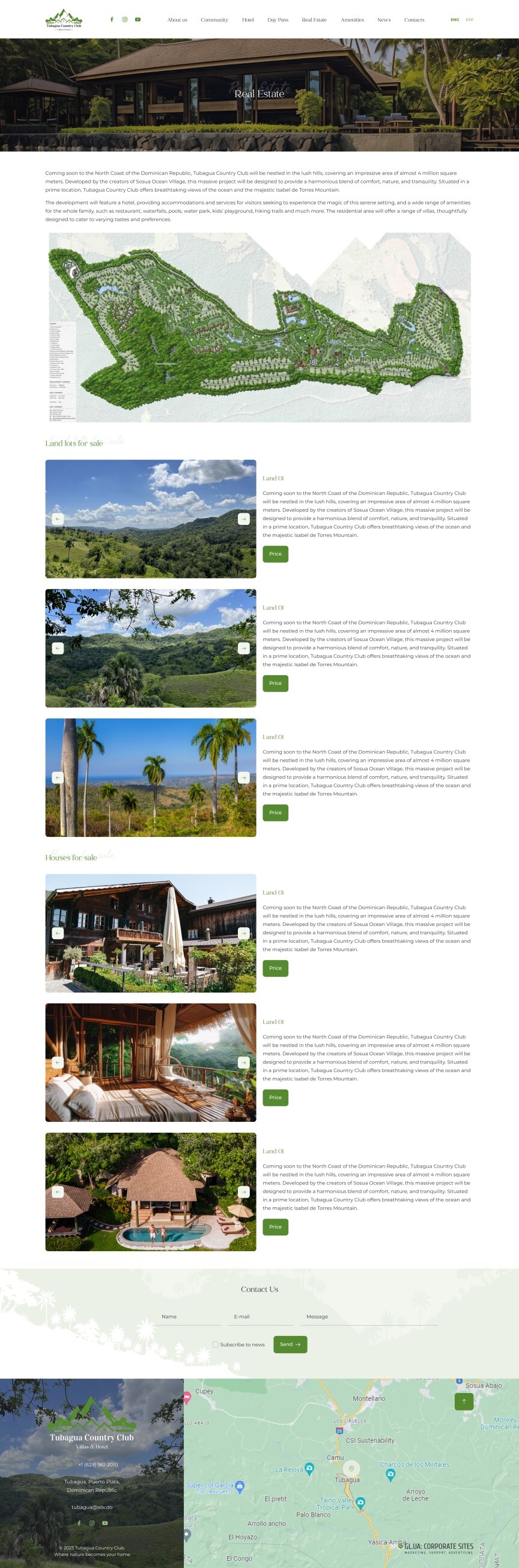 interior page design on the topic Tourism — Tubagua recreation center corporate site 10