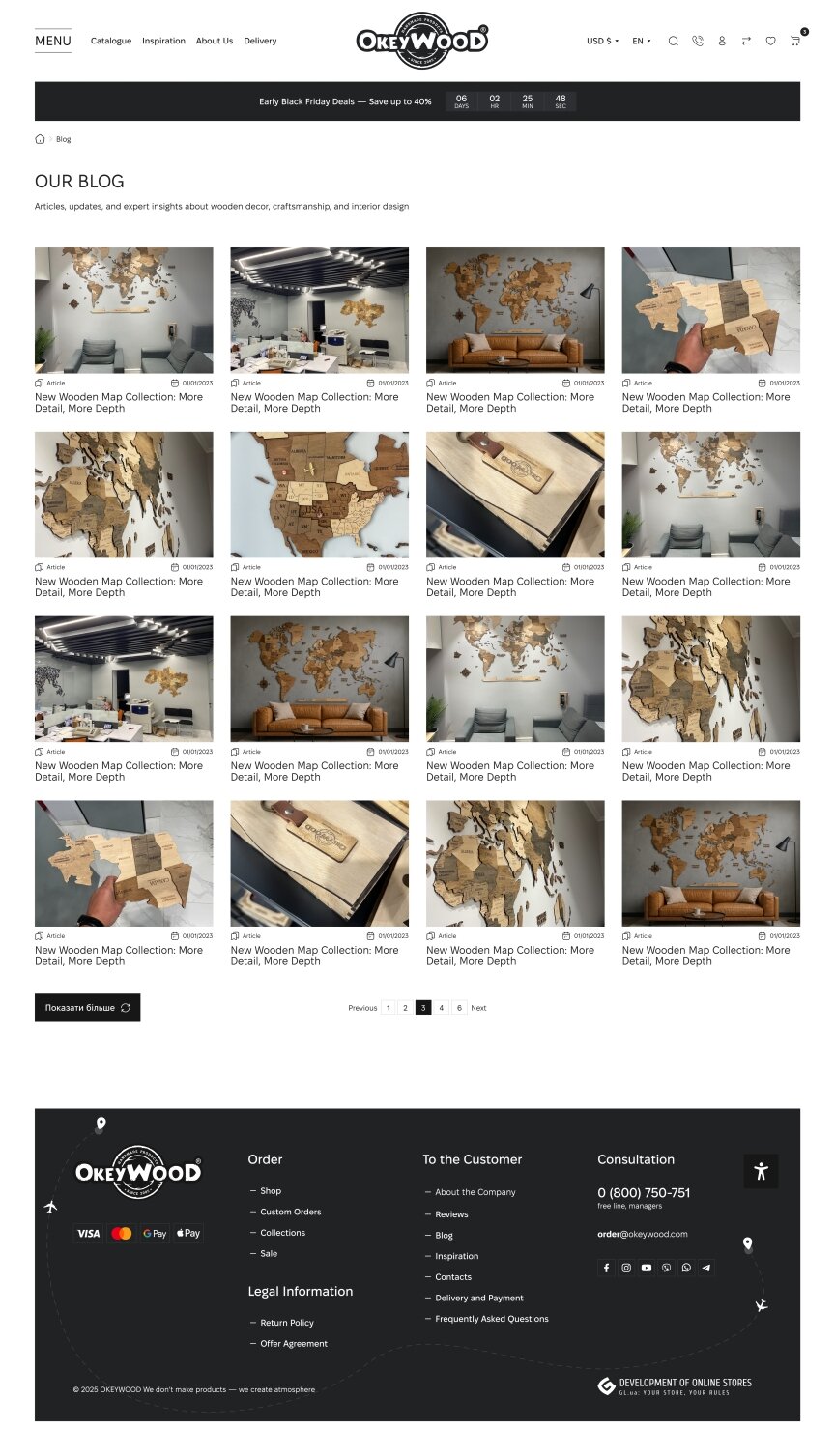 interior page design on the topic Websites in English — OKEYWOOD Online Store 2