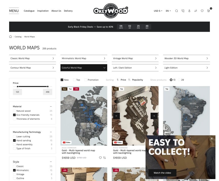 interior page design on the topic Websites auf Englisch — Okeywood Online-Shop 9