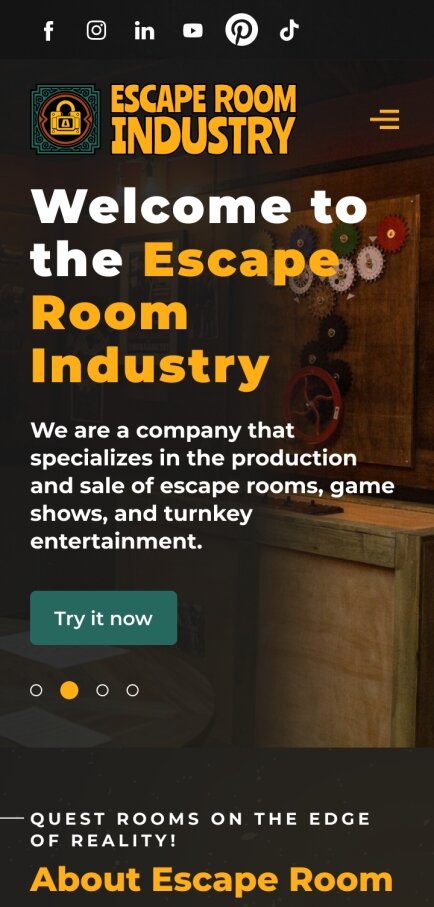 ™ Глянец, студия веб-дизайна - Корпоративный сайт для компании Escape Room Industry_1